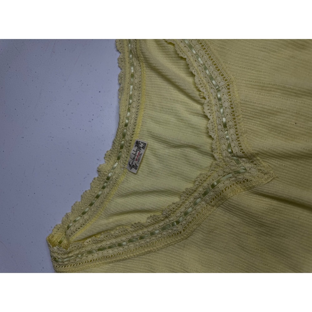 Free People Intimately Yellow Pointelle Lace Trim Ribbon Long Sleeve Top Medium